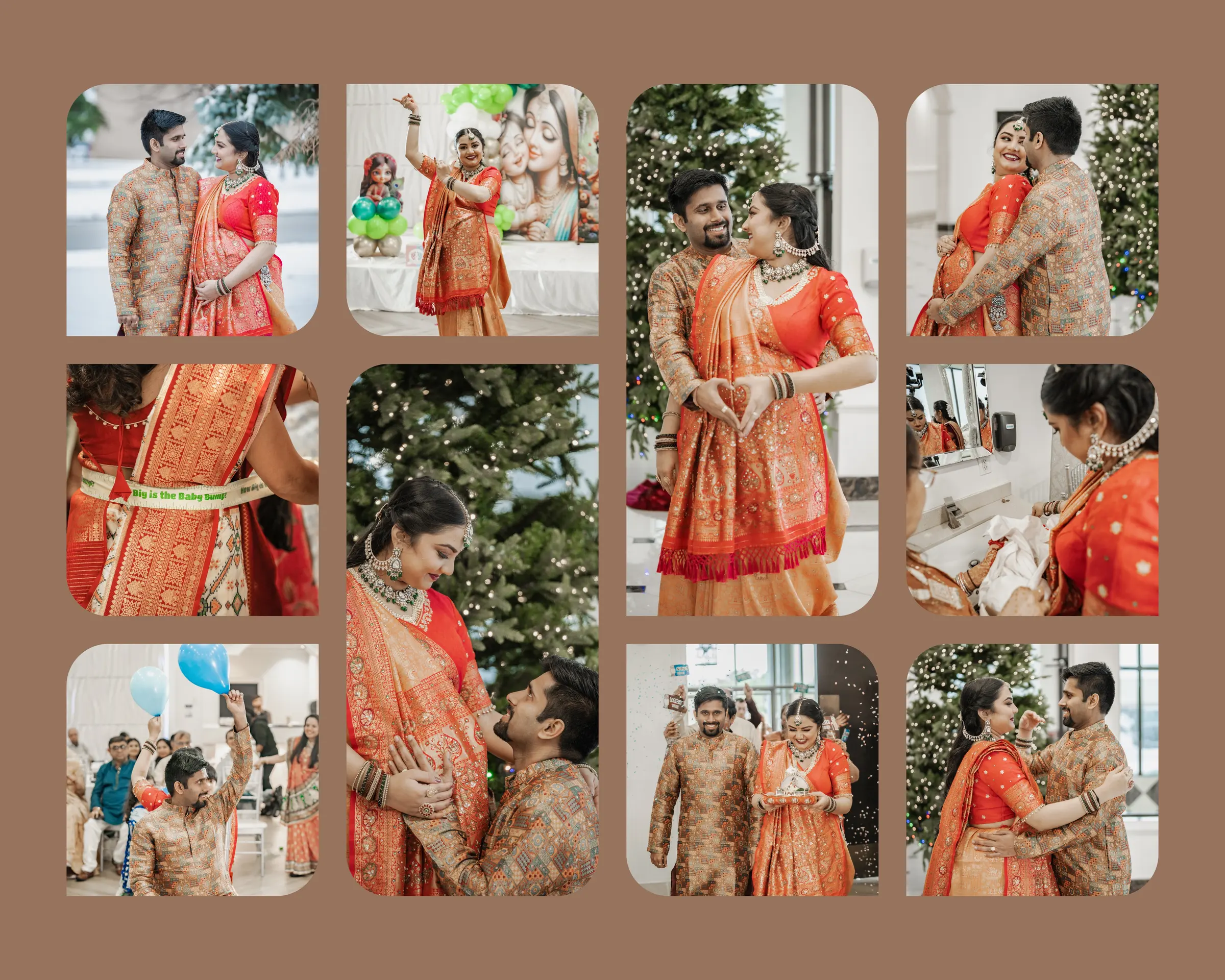 A designed album spread from a celebration photographed by Divyesh Dobariya.