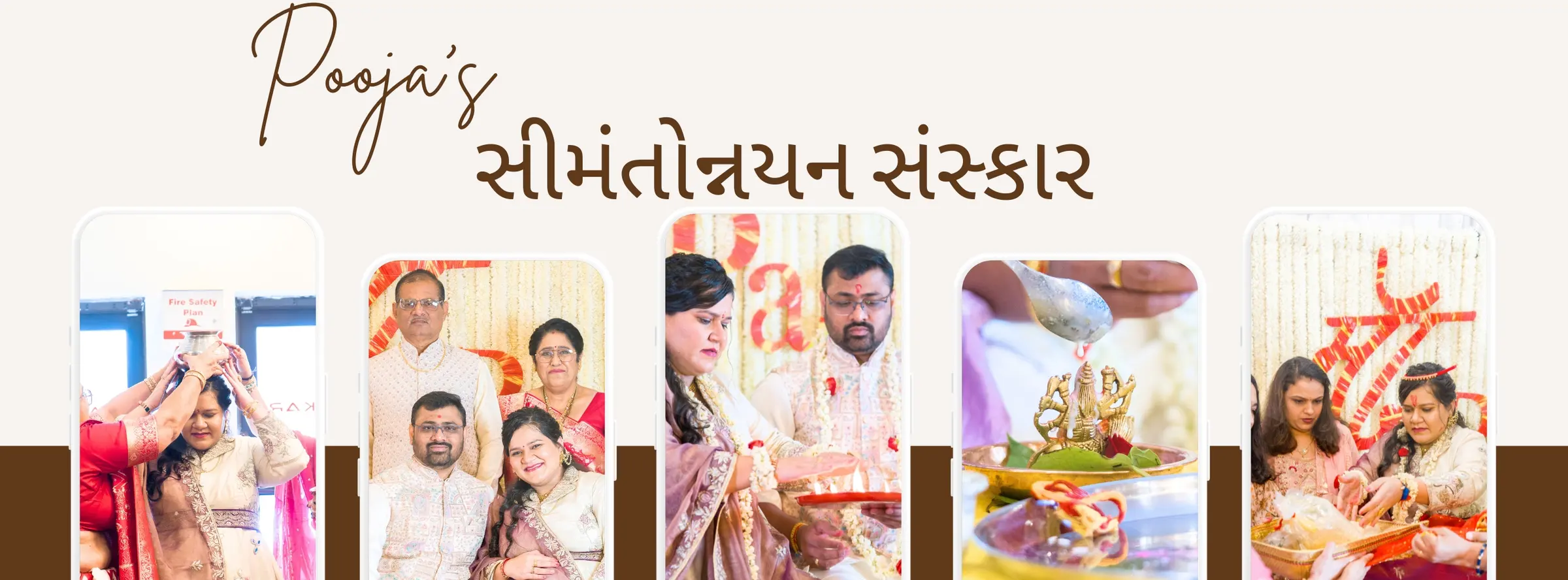 A designed album spread from a celebration photographed by Divyesh Dobariya.