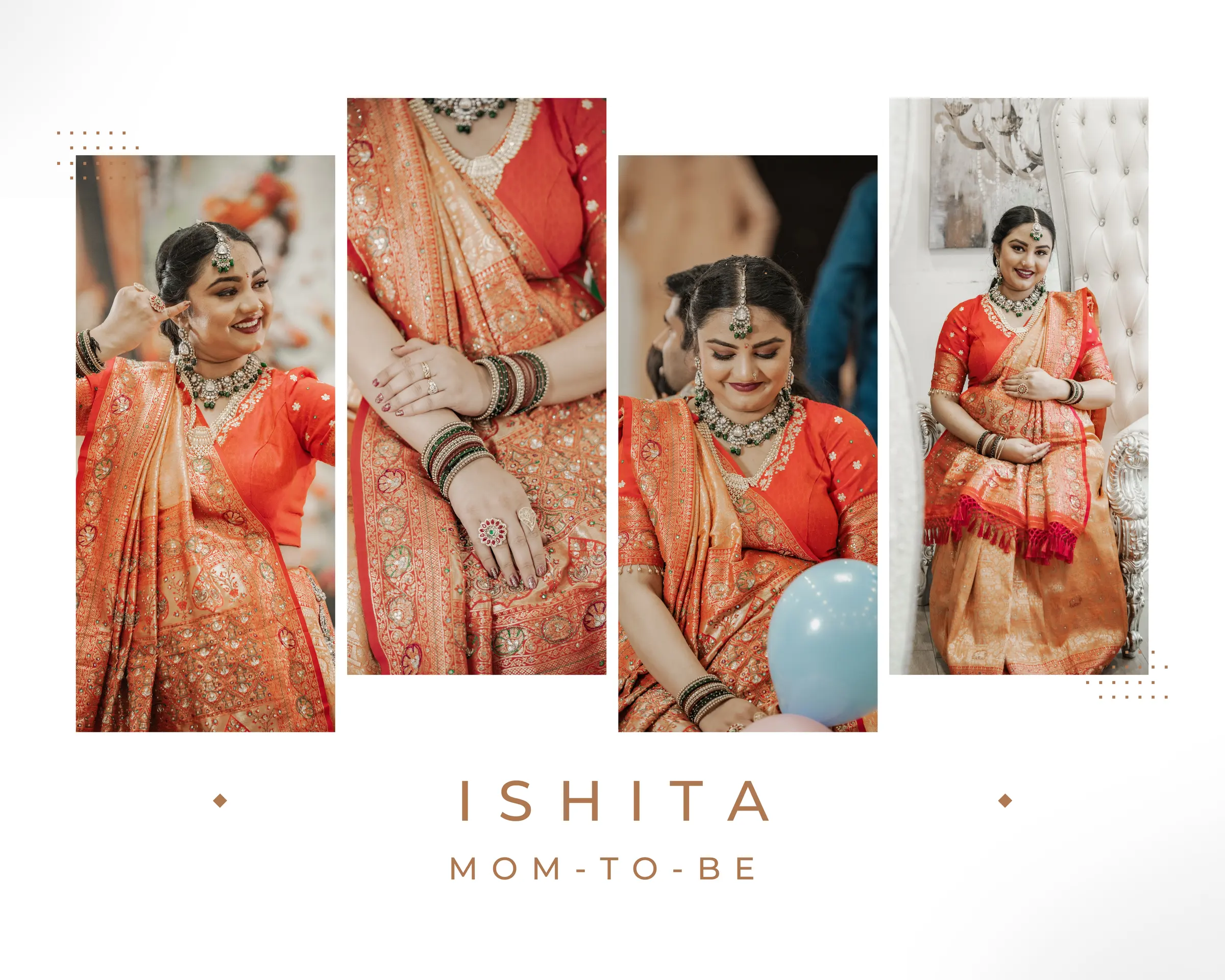 A designed album spread from a celebration photographed by Divyesh Dobariya.